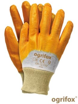Ogrifox OX-NITER tanie rękawice robocze olejoodporne powlekane żóltym nitrylem