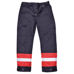Portwest Bizflame Plus FR56 spodnie robocze do pasa spawalnicze trudnopalne z taśmami ostrzegawczymi