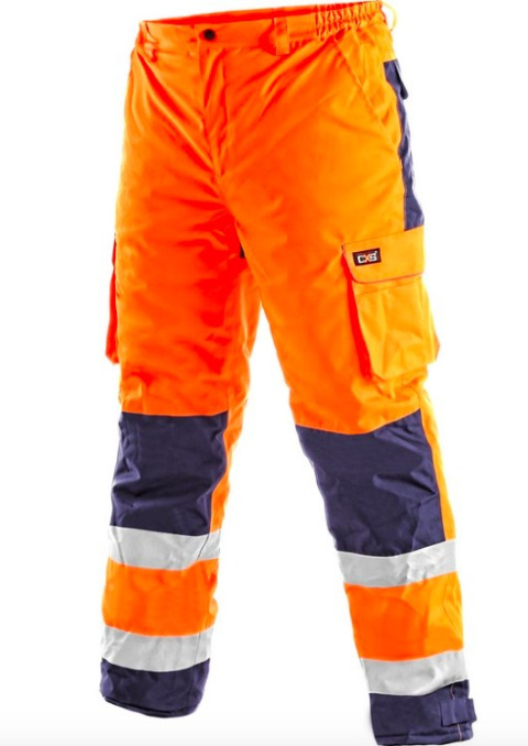 CXS Canis Cardiff spodnie robocze do pasa ocieplane męskie odblaskowe pomarańczowe