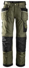 Snickers Workwear 3212 DuraTwill spodnie robocze do pasa z workami kieszeniowymi oliwkowo-czarne