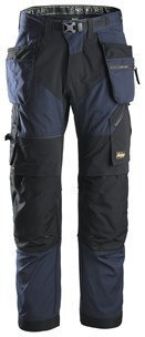 Snickers Workwear 6902 FlexiWork+ spodnie robocze do pasa z workami kieszeniowymi granatowo-czarne