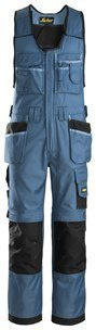 Snickers Workwear 0212 DuraTwill spodnie robocze ogrodniczki niebiesko-czarne