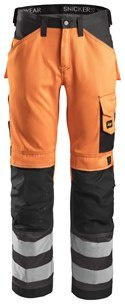 Snickers Workwear 3333 spodnie robocze do pasa odblaskowe pomarańczowe