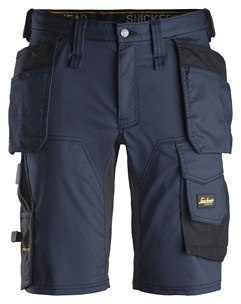 Snickers Workwear 6141 Stretch AllroundWork spodnie robocze krótkie z workami kieszeniowymi granatowo-czarne