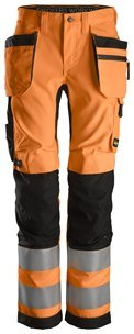 Snickers Workwear 6730 AllroundWork+ damskie spodnie robocze do pasa ostrzegawcze z workami kieszeniowymi pomarańczowe