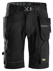 Snickers Workwear 6904 FlexiWork+ spodnie robocze krótkie z workami kieszeniowymi czarne