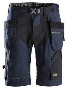 Snickers Workwear 6904 FlexiWork+ spodnie robocze krótkie z workami kieszeniowymi granatowo-czarne