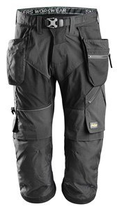 Snickers Workwear 6905 FlexiWork+ spodnie robocze piratki z workami kieszeniowymi czarne