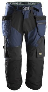 Snickers Workwear 6905 FlexiWork+ spodnie robocze piratki z workami kieszeniowymi granatowo-czarne