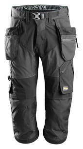 Snickers Workwear 6905 FlexiWork+ spodnie robocze piratki z workami kieszeniowymi grafitowo-czarne