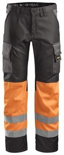 Snickers Workwear 3833 spodnie robocze do pasa odblaskowe pomarańczowe