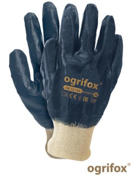 OGRIFOX OX-NITEREST tanie rękawice robocze olejoodporne powlekanie niebieskim nitrylem