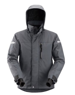 Snickers Workwear 1102 AllroundWork 37.5® wodoodporna kurtka robocza zimowa męska z kapturem szara