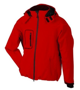 James&Nicholson Winter Softshell kurtka robocza ocieplana wodoodoporna oddychająca czerwona- odzież ochronna