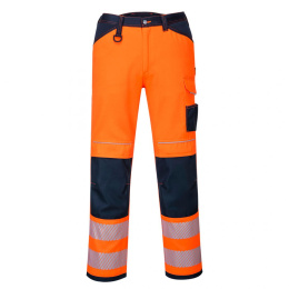 Portwest PW340 PW3 spodnie robocze do pasa ostrzegawcze pomarańczowo-granatowe