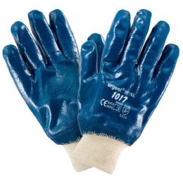 Urgent 1017 rękawice robocze powlekane niebieskim nitrylem ze ściągaczem