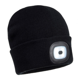 B029 PORTWEST czarna czapka zimowa z lampką LED USB