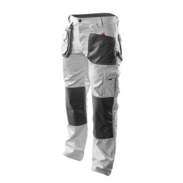 Neo Tools 81-120 spodnie robocze białe do pasa męskie wzmocnienia