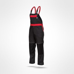 Sara Workwear Skiper spodnie robocze ogrodniczki czarno-czerwone
