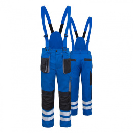 spodnie do pasa Proman 250 Procera z odpinanymi szelkam i pasami odblaskowymi niebieskie