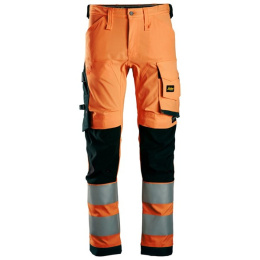 spodnie roboocze do pasa odblaskowe AllroundWork 6343 Snickers Workwear pomarańczowe