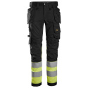spodnie robocze do pasa odblaskowe Stretch 6234 Snickers Workwear czarno-żółte