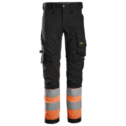 spodnie do pasa odblaskowe Stretch 6334 Snickers Workwear czarno-pomarańczowe