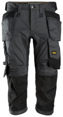 spodnie robocze piratki AllroundWork Stretch 6142 Snickers Workwear szaro-czarne