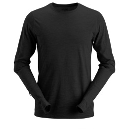 t-shirt roboczy wełniany długi rękaw AllroundWork 2427 Snickers Workwear czarny