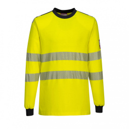 t-shirt roboczy ostrzegawczy trudnopalny WX3 FR701 Portwest żółto-granatowy