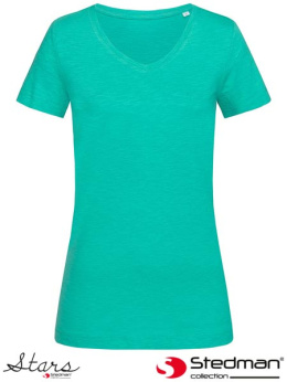 t-shirt damski V-NECK SST9510 Stedman zielony bahama