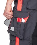 spodnie robocze monterskie H6437 Ardon Neon przedłużone szaro-czerwone