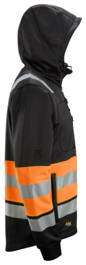 bluza ostrzegawcza z kapturem na suwak Snickers Workwear 8038 czarno-pomarańczowa