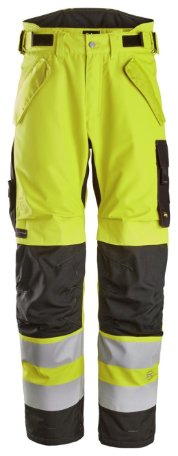 spodnie robocze do pasa odblaskowe przeciwdeszczowe 2-warstwowe lekko ocieplane AllroundWork 37.5® 6630 Snickers Workwear żółte