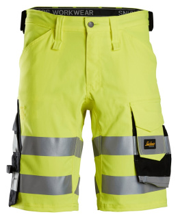 spodnie robocze krótkie odblaskowe Stretch 6136 Snickers Workwear żółto-czarne