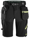 spodnie robocze krótkie softshell z workami kieszeniowymi Stretch FlexiWork+ 6140 Snickers Workwear czarne