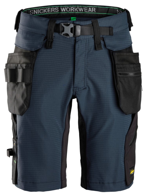 spodnie robocze krótkie z odpinanymi workami kieszeniowymi FlexiWork 6172 Snickers Workwear granatowe