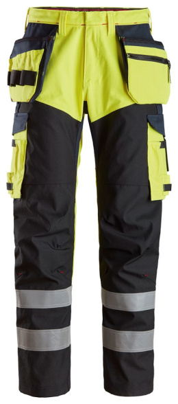 spodnie robocze do pasa odblaskowe trudnopalne z workami kieszeniowymi wzmocnione ProtecWork 6265 Snickers Workwear