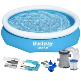 Bestway 57450 basen ogrodowy rozporowy 244 x 61 cm - niebieski okrągły basen rozporowy zestaw 9w1 - sklep online