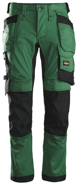 spodnie robocze do pasa stretch z workami kieszeniowymi 6241 Snickers Workwear zielono-czarne