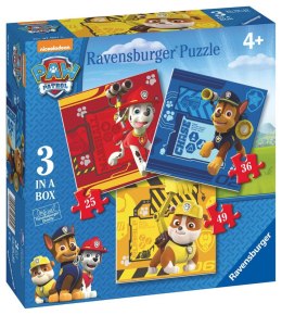 Ravensburger Puzzle dla dzieci 2D 3in1: Psi Patrol - Rubble Marshall i Chase 25/36/49 elementów 7057