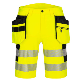spodnie robocze do pasa krótkie ostrzegawcze DX4 z kaburami DX446 Portwest żółto-czarne