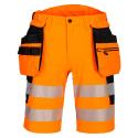 spodnie robocze do pasa krótkie ostrzegawcze DX4 z kaburami DX446 Portwest pomarańczowo-czarne