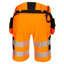 Portwest DX446 spodnie robocze do pasa krótkie DX4 z kaburami pomarańczowo-czarne