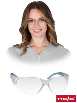 okulary ochronne przeciwodpryskowe OO-ARVADA Reis transparentno-jasnoniebieski