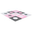 Puzzle piankowe mata dla dzieci 180x180cm 9 elementów szaro-różowa