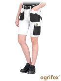 spodnie robocze do pasa krótkie damskie Fio Ogrifox biało-czarno-szare